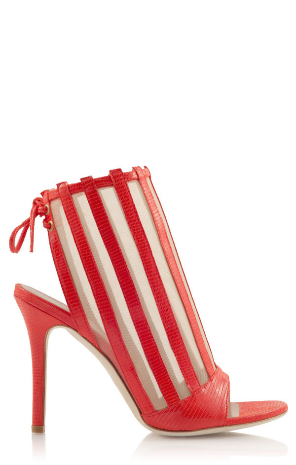 Konstantina Tzovolou Xena Red Leather and Mesh High Sandal Konstantina Tzovolou Xena Red Leather and Mesh High Sandal