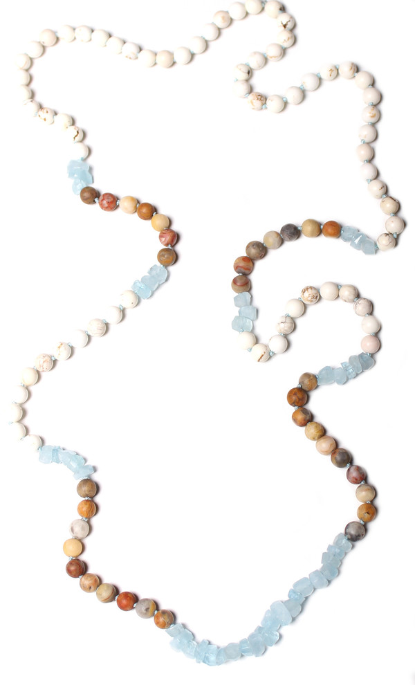 James and Jezebelle Aqua Marine, Howlite, + Agate Necklace James and Jezebelle Aqua Marine, Howlite, + Agate Necklace
