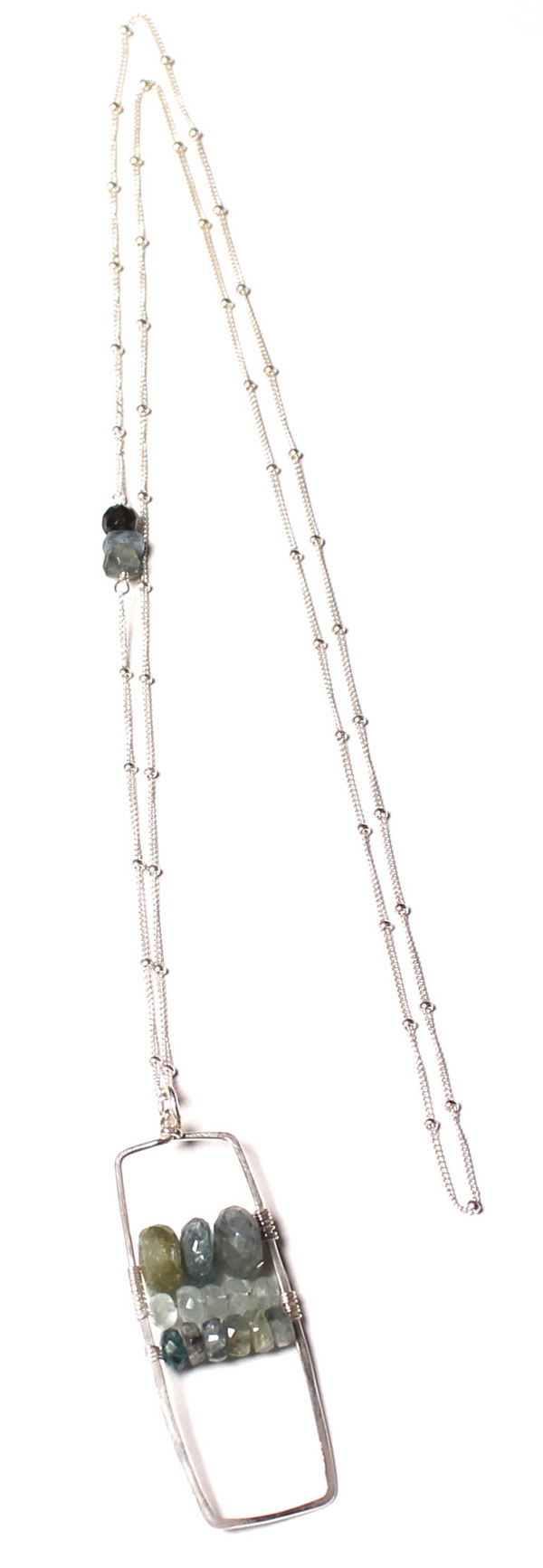 James and Jezebelle Moss Aqua Marine Paddle Necklace James and Jezebelle Moss Aqua Marine Paddle Necklace