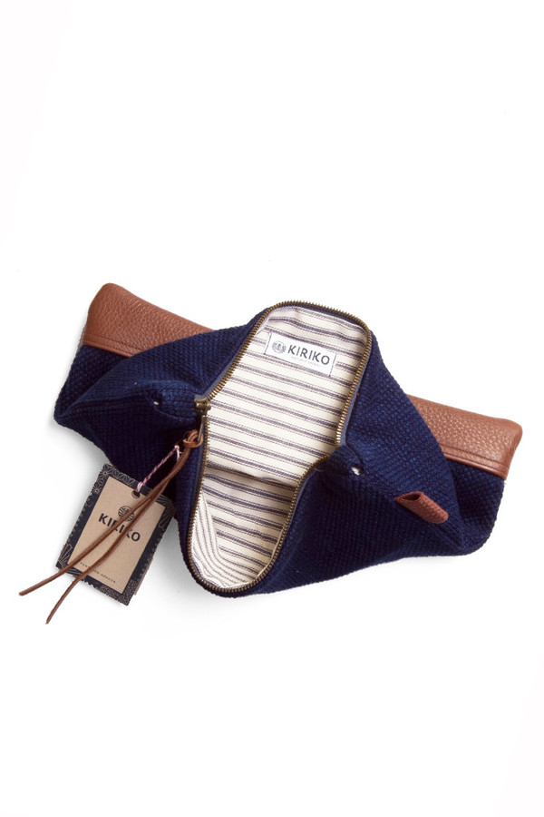 Kiriko Sashiko Leather Clutch Indigo Kiriko Sashiko Leather Clutch Indigo