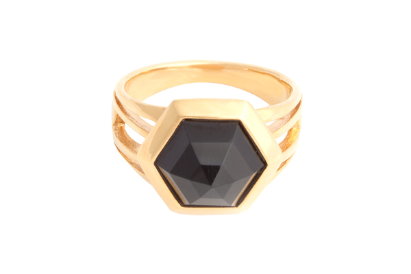 Shahla Karimi Hex Set Ring with Onyx Shahla Karimi Hex Set Ring with Onyx