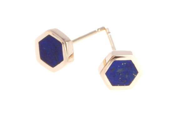 Shahla Karimi Honeycomb Ear Studs with Lapis Shahla Karimi Honeycomb Ear Studs with Lapis