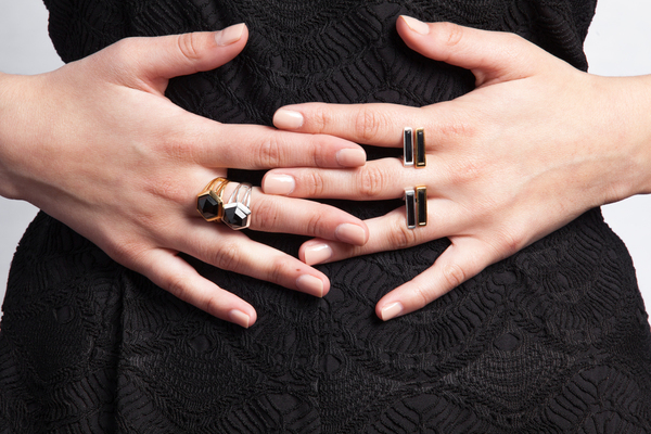 Shahla Karimi In-Between Bars Ring with Onyx Shahla Karimi In-Between Bars Ring with Onyx