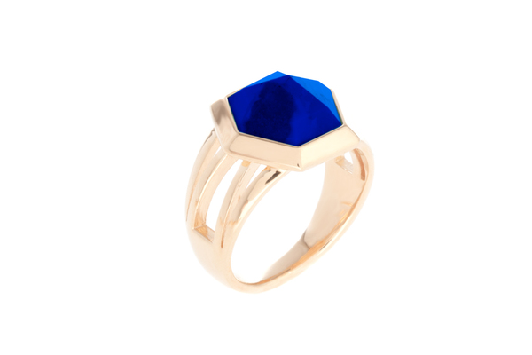 Shahla Karimi Hex Set Ring with Lapis Shahla Karimi Hex Set Ring with Lapis