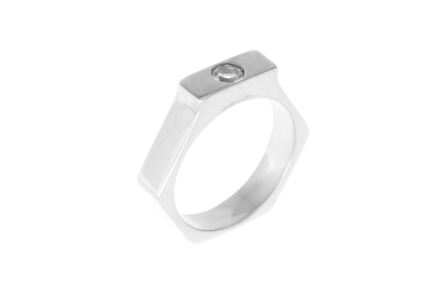 Shahla Karimi Single Honey Stacker with White Topaz - Thin Shahla Karimi Single Honey Stacker with White Topaz - Thin