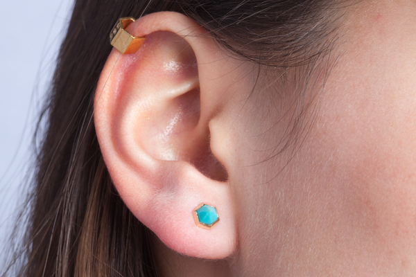 Shahla Karimi Hex Set Earrings with Turquoise Shahla Karimi Hex Set Earrings with Turquoise