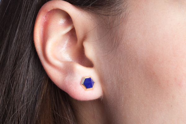 Shahla Karimi Hex Set Earrings with Lapis Shahla Karimi Hex Set Earrings with Lapis