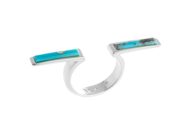 Shahla Karimi In-Between Bars Ring with Turquoise Shahla Karimi In-Between Bars Ring with Turquoise