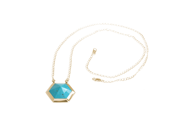 Shahla Karimi Hex Set Pendant Chain Necklace with Turquoise Shahla Karimi Hex Set Pendant Chain Necklace with Turquoise