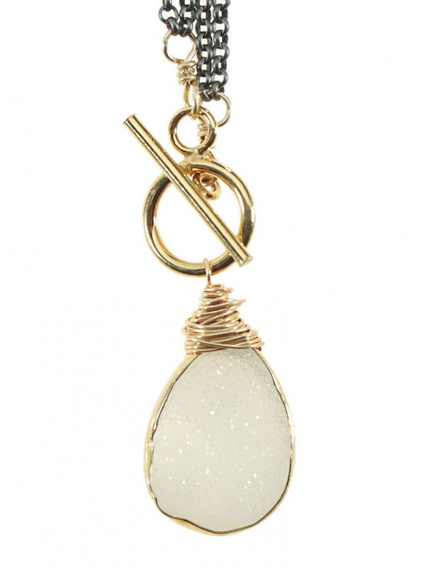 Bloom White Drusy Rolo Toggle Necklace Bloom White Drusy Rolo Toggle Necklace