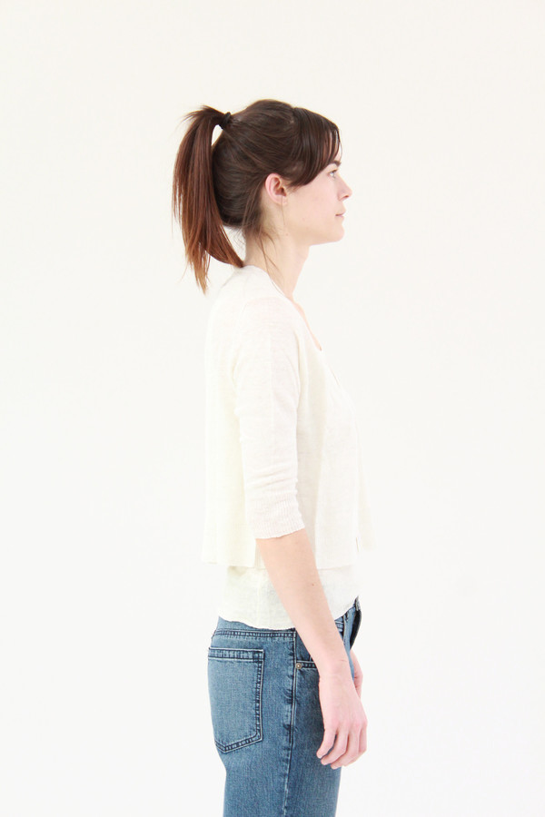Beklina 3/4 Linen Knit Cardigan White Beklina 3/4 Linen Knit Cardigan White