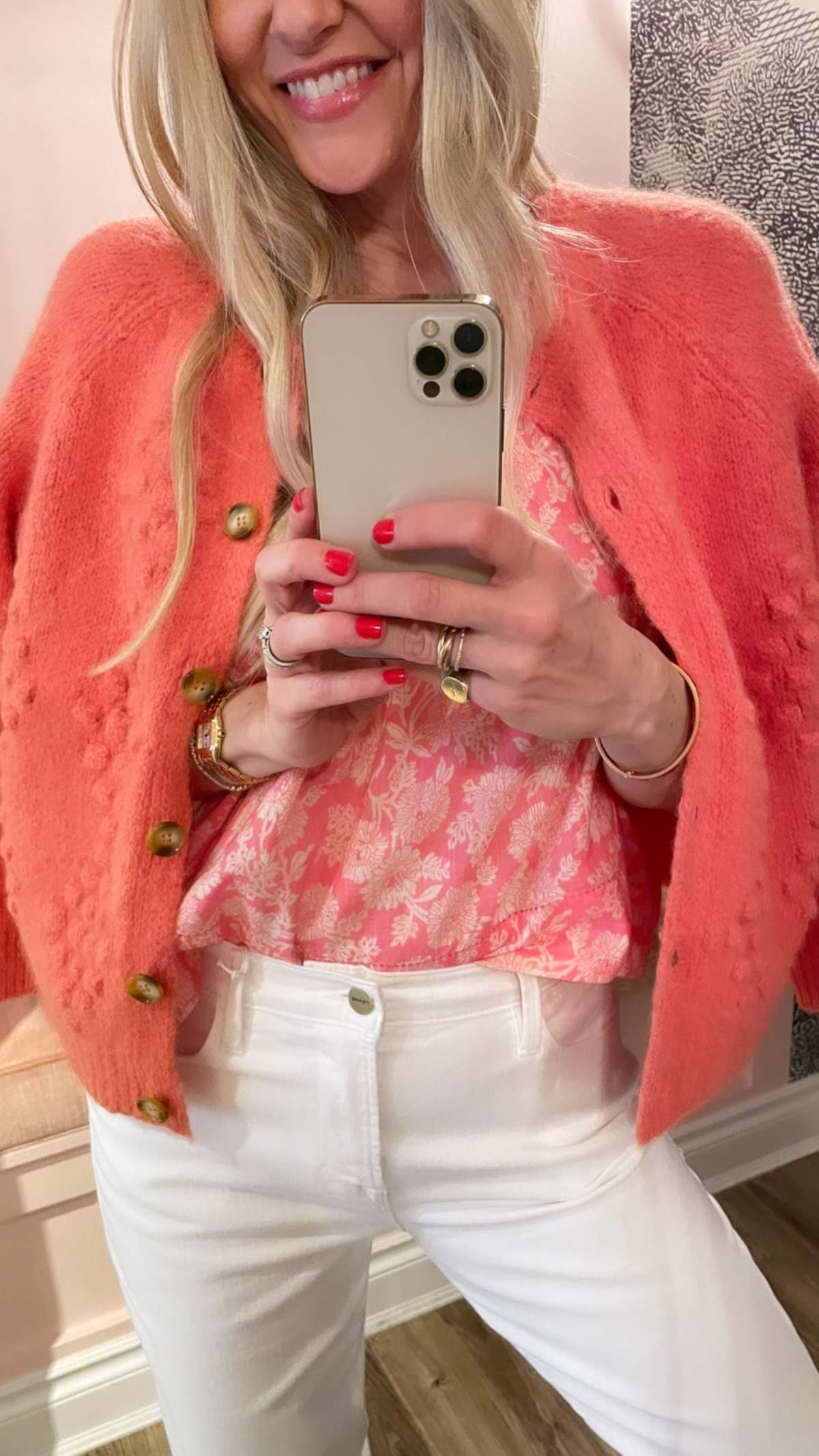 Diamond Bobble Cardigan - pink | Garmentory