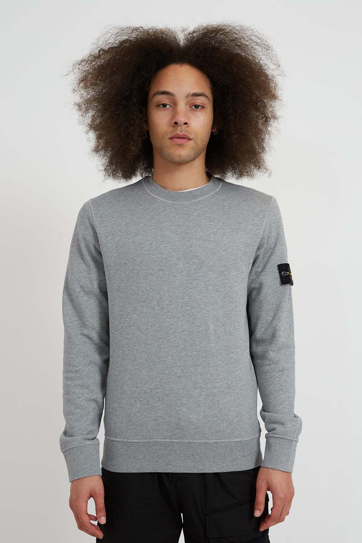 Stone Island Cotton Fleece Garment Dyed Crewneck Sweatshirt - Melange Grey