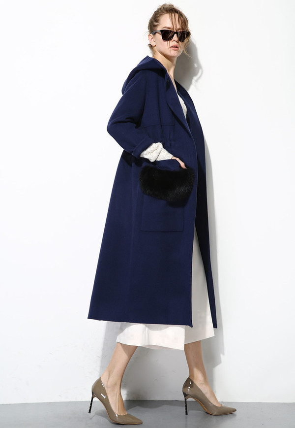 Few Moda Fur Pocket Australian Wool Coat Few Moda Fur Pocket Australian Wool Coat