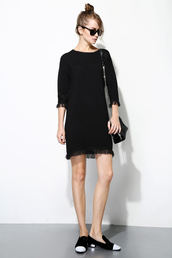 Few Moda Knitted Linen Fringe Dress Few Moda Knitted Linen Fringe Dress