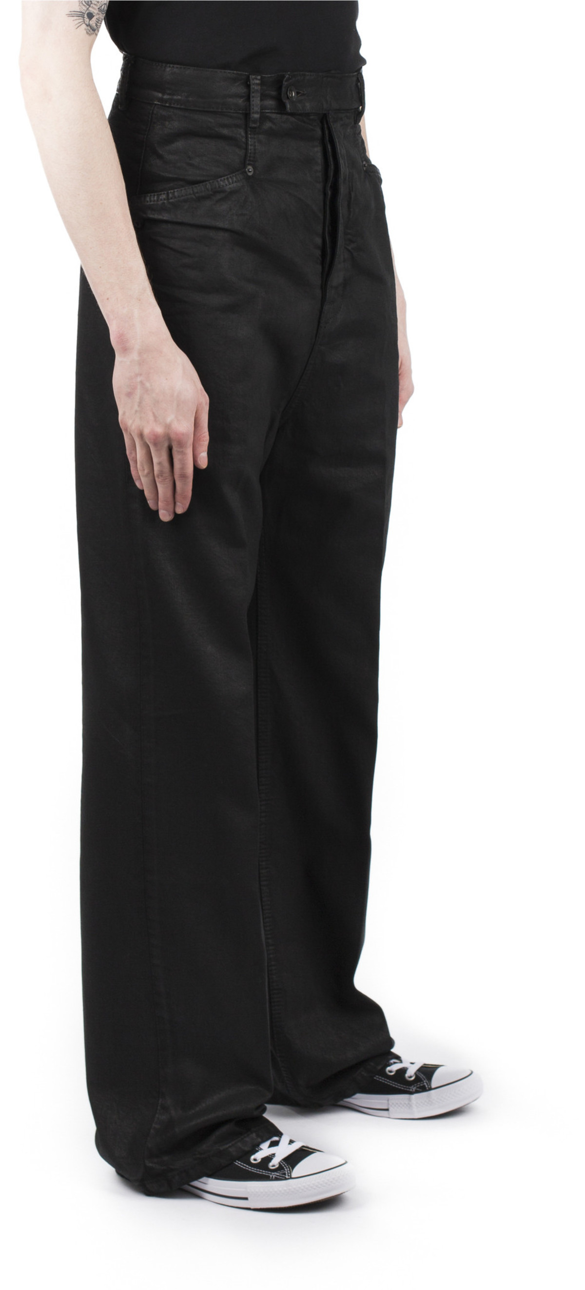 rick owens waxed denim