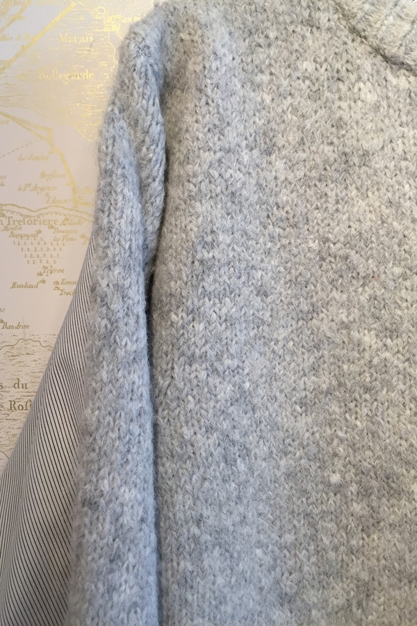 Tibi Wool & Stripe Shirting Combo Pullover Tibi Wool & Stripe Shirting Combo Pullover