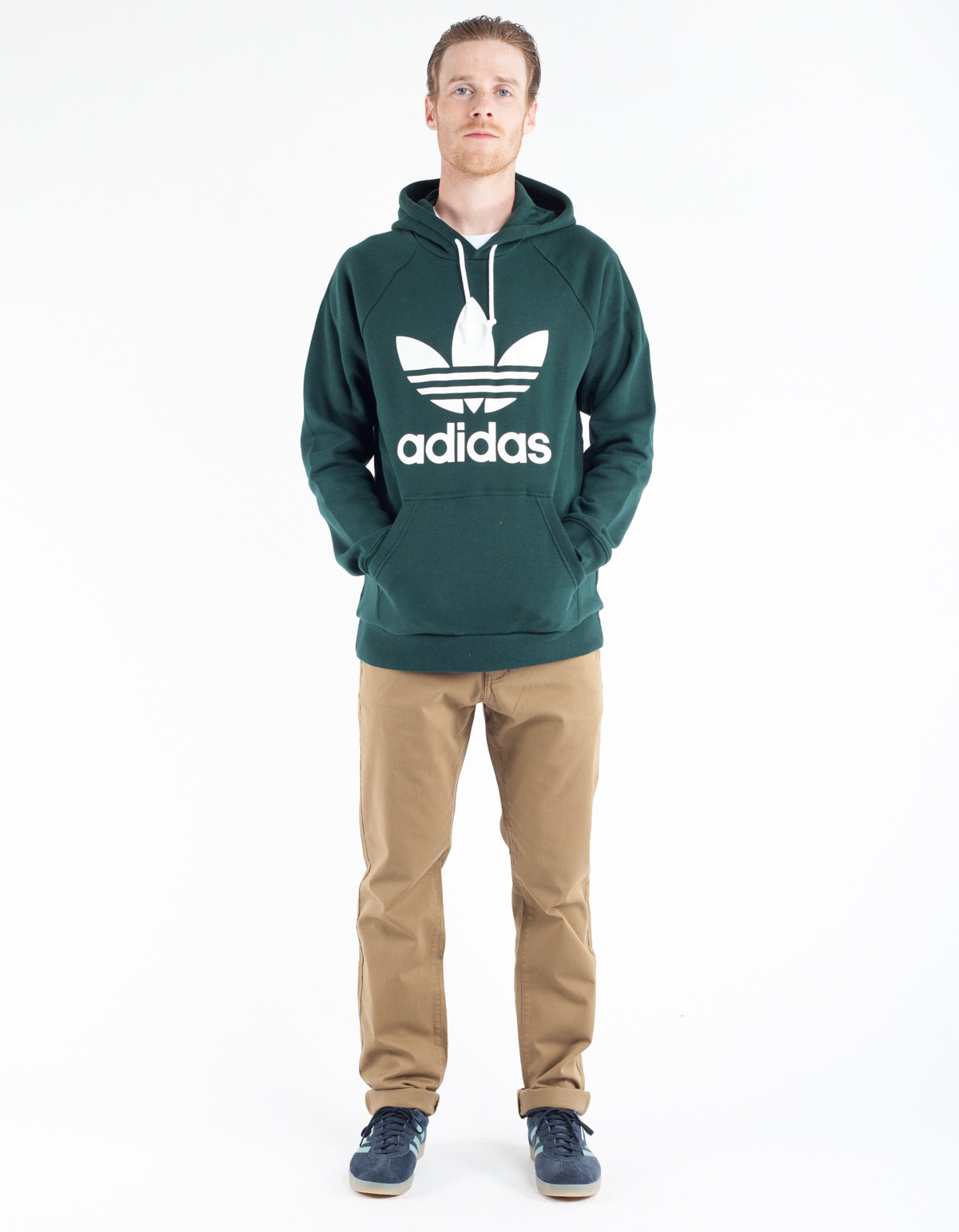 adidas trefoil hoodie green night