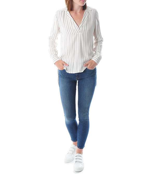 FRAME Denim Le High Popover Blouse | Gardena Stripe FRAME Denim Le High Popover Blouse | Gardena Stripe