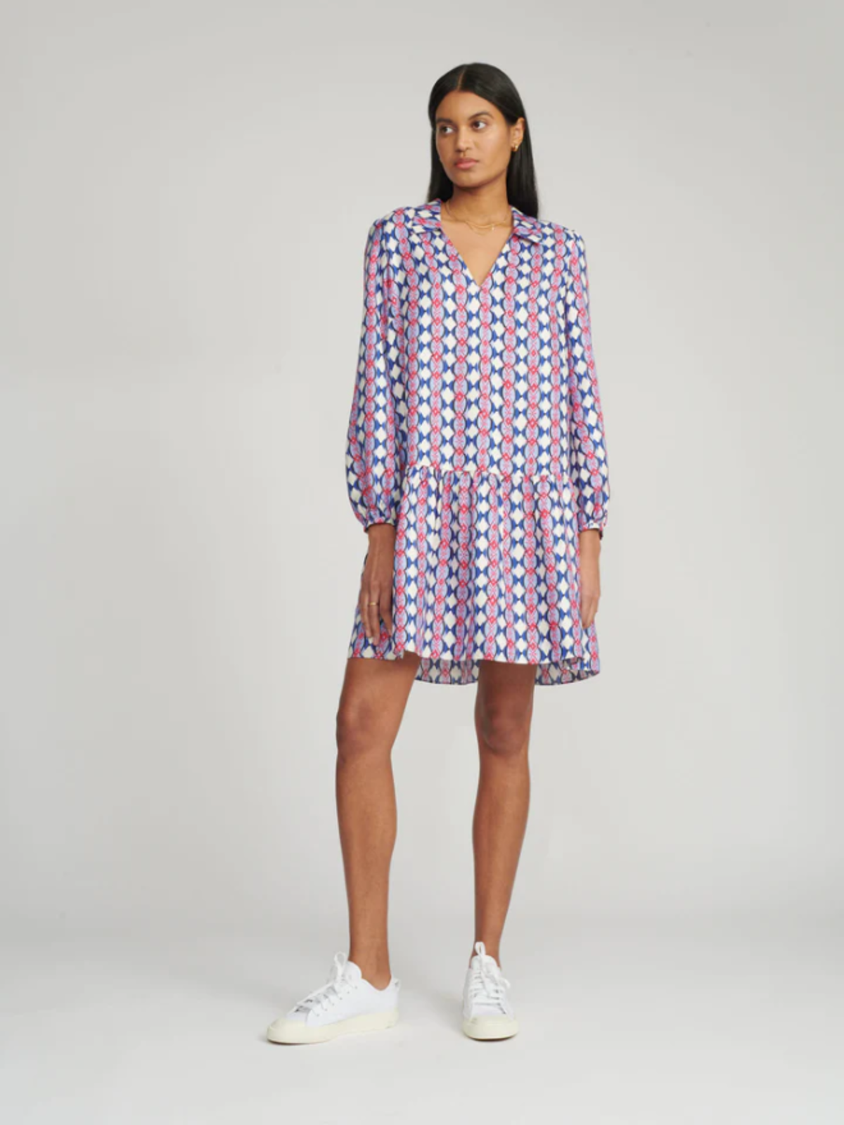 Saloni Jas Dress - Sky Stripe Print 