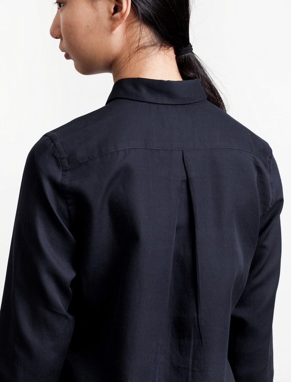 Niuhans Womens Double Cloth Shirt Navy Niuhans Womens Double Cloth Shirt Navy
