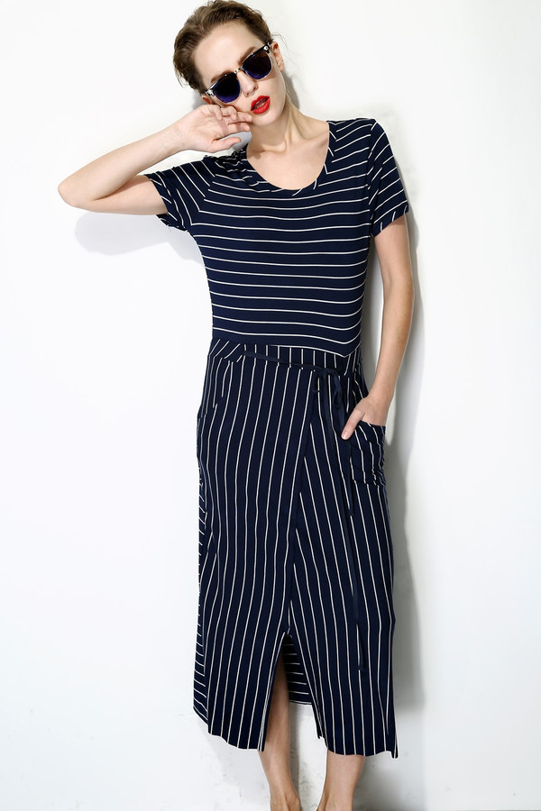 FEW MODA Front Split Stripe Dress FEW MODA Front Split Stripe Dress