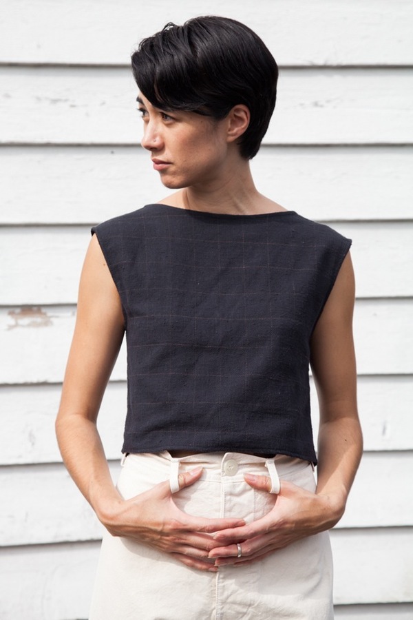 Jesse Kamm Chop Top | charcoal plaid Jesse Kamm Chop Top | charcoal plaid