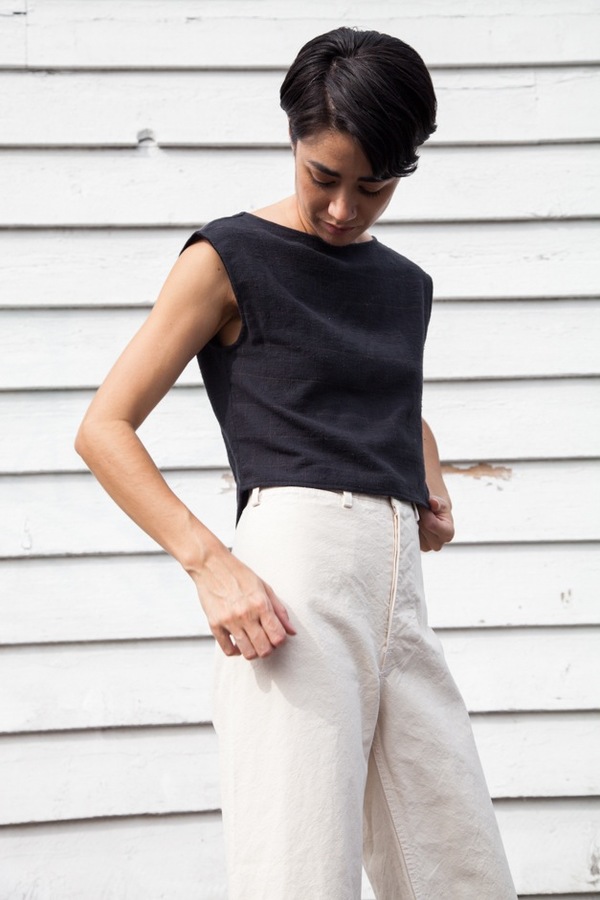 Jesse Kamm Chop Top | charcoal plaid Jesse Kamm Chop Top | charcoal plaid
